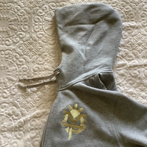 RARE Manny Pacquiao Nike Sportswear Full-Zip Hoodie, size L, grey and gold logo - Picture 11 of 16